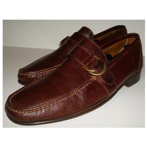 BILLY REID Sz 9 Brown Strap Moc Toe Loafers